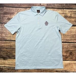 Oscar Jacobson Chap Polo Shirt Mens XL Royal Automobile Club Golf Blue Stretch